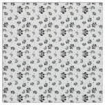 Paw print seamless pattern in gray color fabric