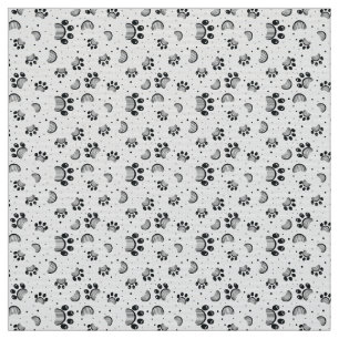 Paw print seamless pattern in gray color fabric