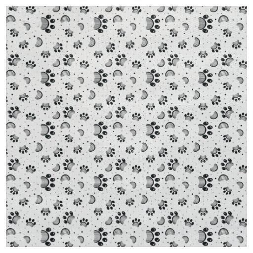 Paw print seamless pattern in gray color fabric