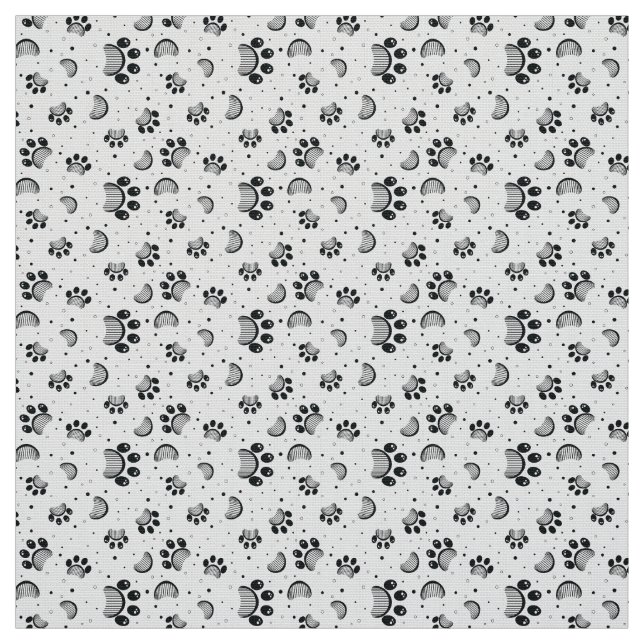 Paw print seamless pattern in gray color fabric (Swatch)