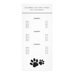 Paw Print Services Price List Dog Groomer Rack Card