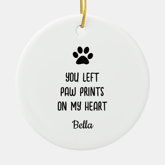 Paw Print Sign Pet Memorial Personalized Photo  Ceramic Ornament (Front)