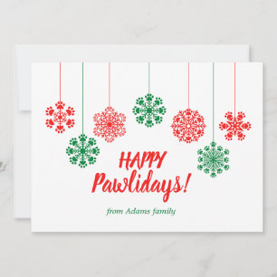 Paw print snowflakes in red and green color