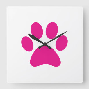 Paw Print Square Wall Clock