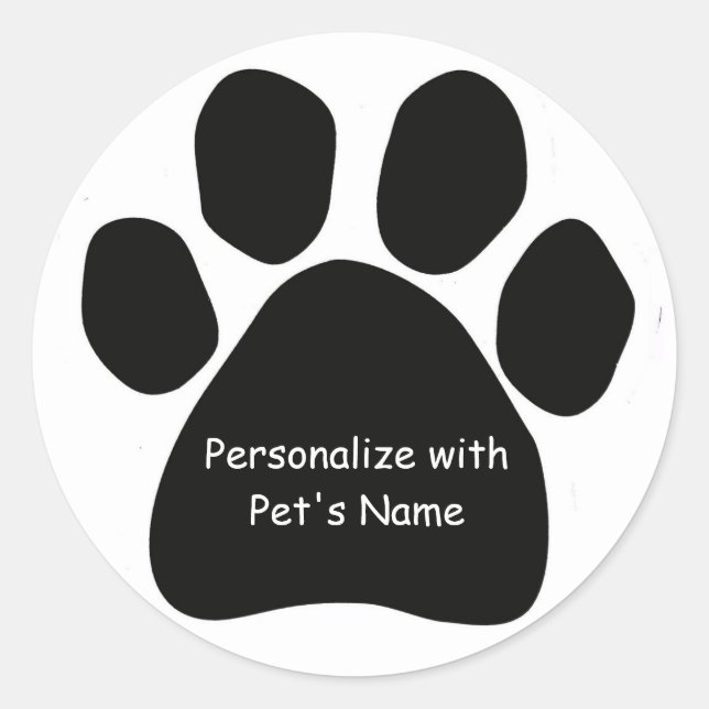 Paw Print Sticker You Can Personalize Pet's Name (Front)