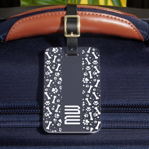 Paw Print Stripe Bold Monogram Luggage Tag