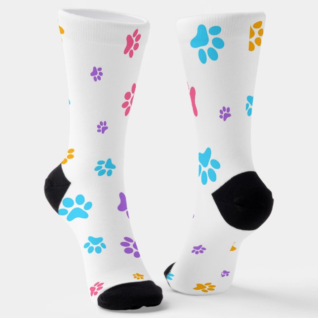 Paw Print Sustainable Premium Crew Sock (Angled)