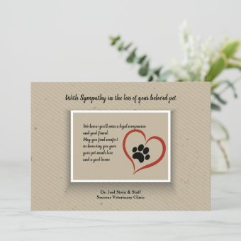 Paw Print Sympathy Card | Zazzle