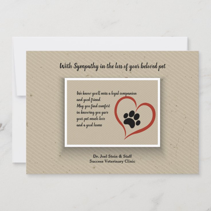 Paw Print Sympathy Card | Zazzle