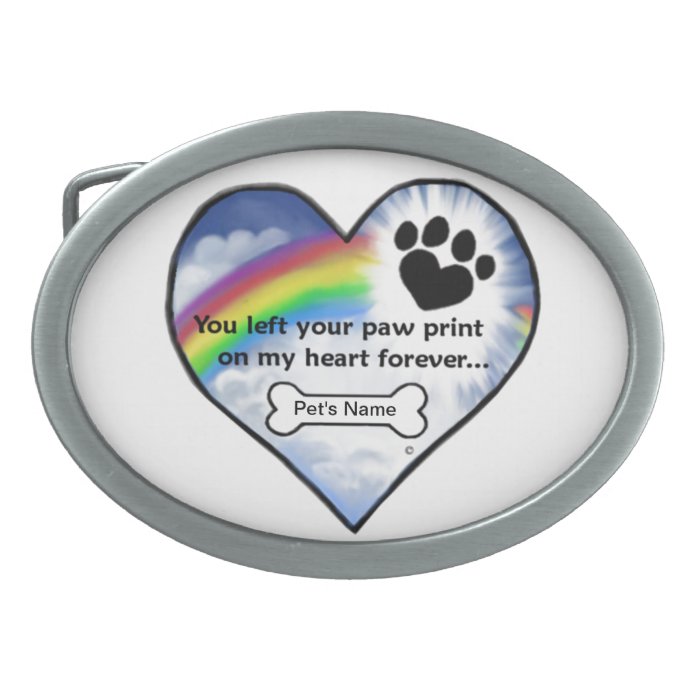 Paw Print Sympathy Poem Belt Buckle