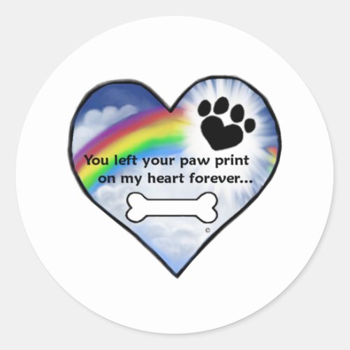 Paw Print Sympathy Poem Classic Round Sticker