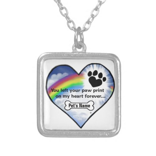 Paw Print Sympathy Poem Silver Plated Necklace