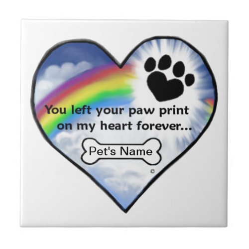 Paw Print Sympathy Poem Tile