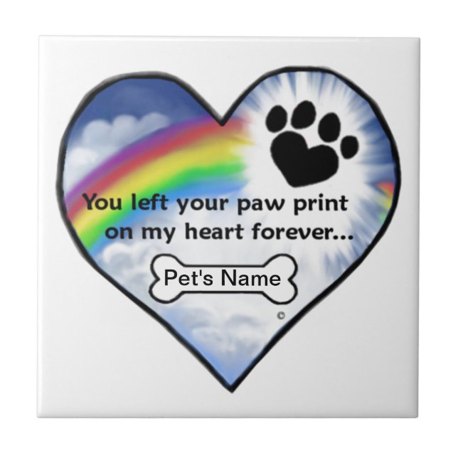 Paw Print Sympathy Poem Tile (Front)