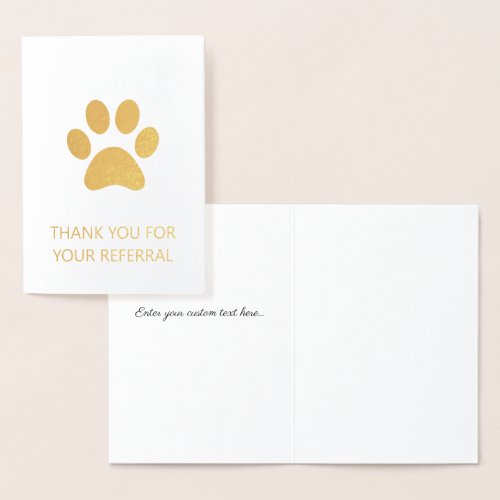 Paw Print Thank You for Your Referral Foil Card