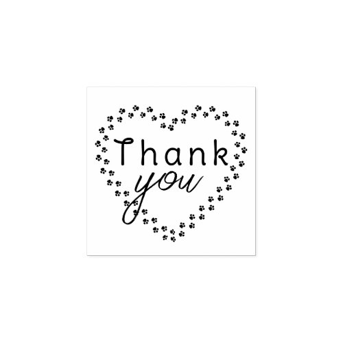 Paw Print Thank You  Rubber Stamp