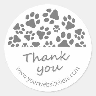 Paw Print Thank You Small Dog Business Stickers