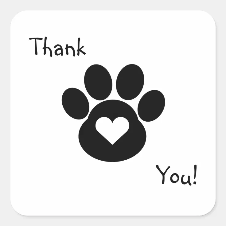 Paw Print Thank You Sticker | Zazzle