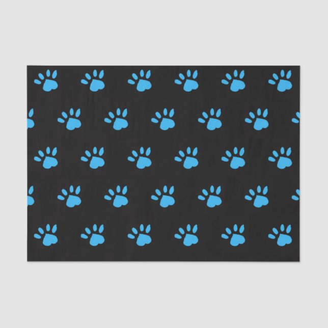 Paw Print Tissue Paper (Black & Blue) (Front)