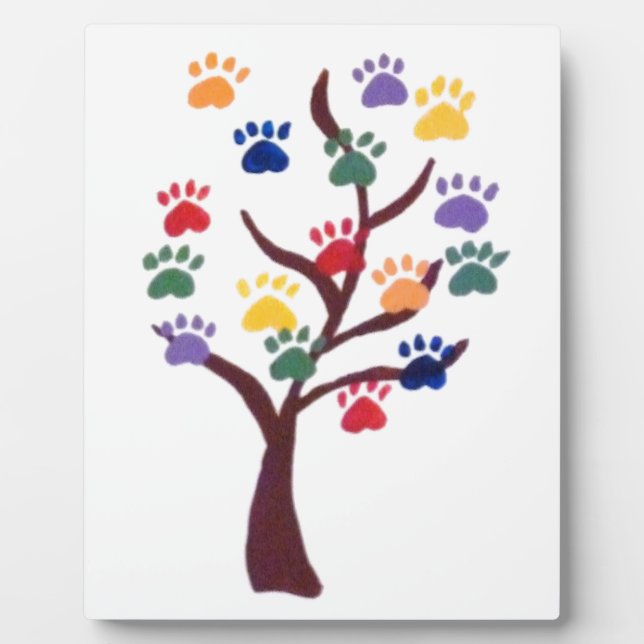 Paw Print Tree Design - Multi-Color Plaque (Front)