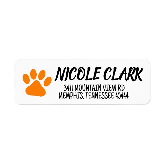 PAW PRINT TRENDY SCRIPT RETURN ADDRESS LABELS (Front)