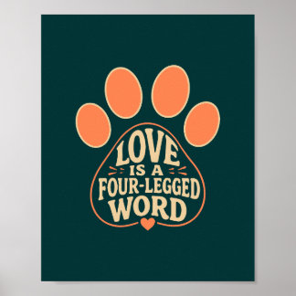 Paw Print Typography Pet Gift Poster