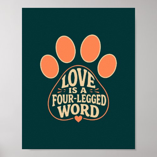 Paw Print Typography Pet Gift Poster