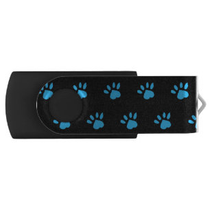 Paw Print USB Flash Drive (Black & Blue)
