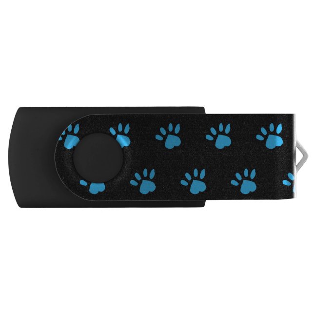 Paw Print USB Flash Drive (Black & Blue) (Front)