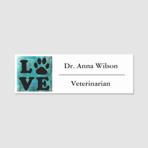 Paw Print Veterinarian Name Tag
