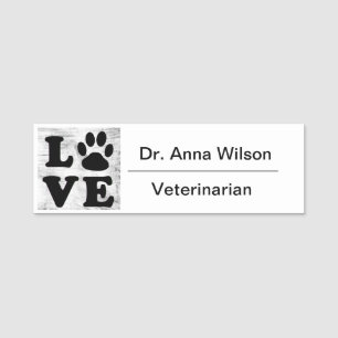Paw Print Veterinarian Name Tag