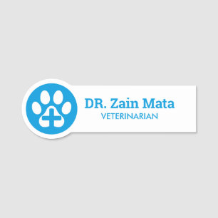 Paw Print Veterinarian Name Tag