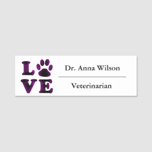 Paw Print Veterinarian Name Tag
