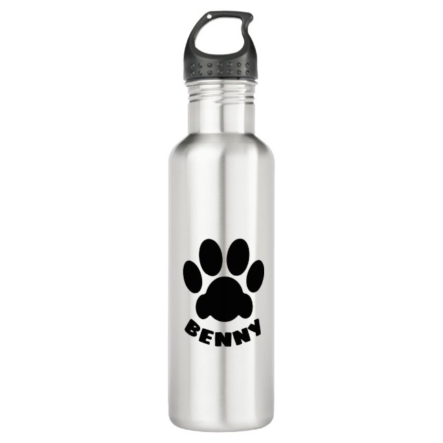 Paw Print w/out Name (customizable) Stainless Steel Water Bottle (Front)