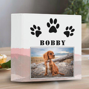 Paw Print Watercolor Stripes Dog Pet Photo Album 3 Ring Binder