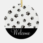 Paw Print Welcome Door Sign Ceramic Ornament at Zazzle