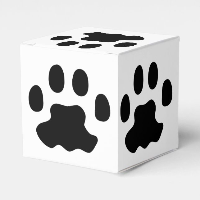 Paw Print White Favor Box (Front Side)