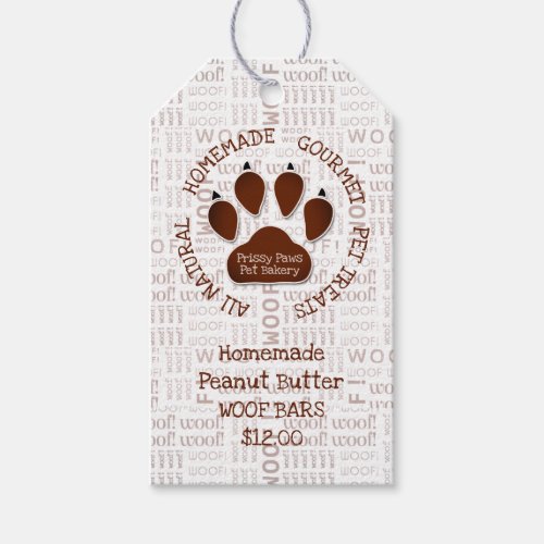 Paw Print with Business Message and Name Gift Tags