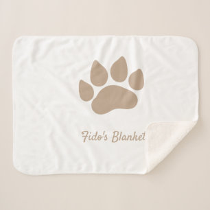 Paw Print with Dog's Name Customizable Sherpa Blanket