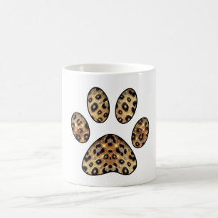 Paw Print with Gold & Black Leopard Sparkle Coffee Mug