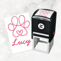 Paw Print with Heart and Custom Pet Signature