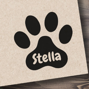Awesome Cat Paw Print with Bold Lettering Pet Name Rubber Stamp