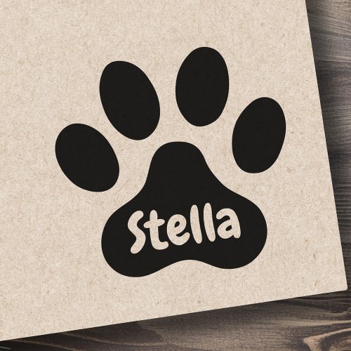 Paw print with personalized name signature rubber stamp