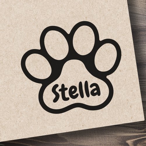 Paw print with personalized name signature rubber stamp