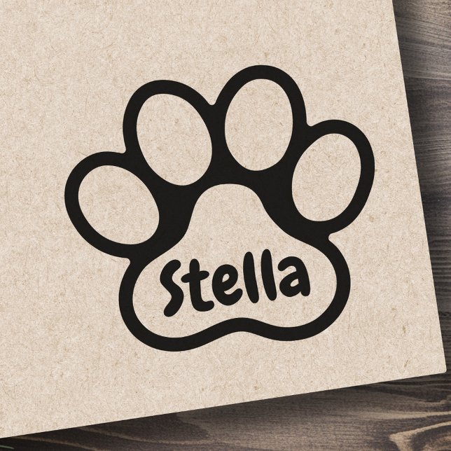 Paw print with personalized name signature rubber stamp (Paw print with personalized name signature rubber stamp)