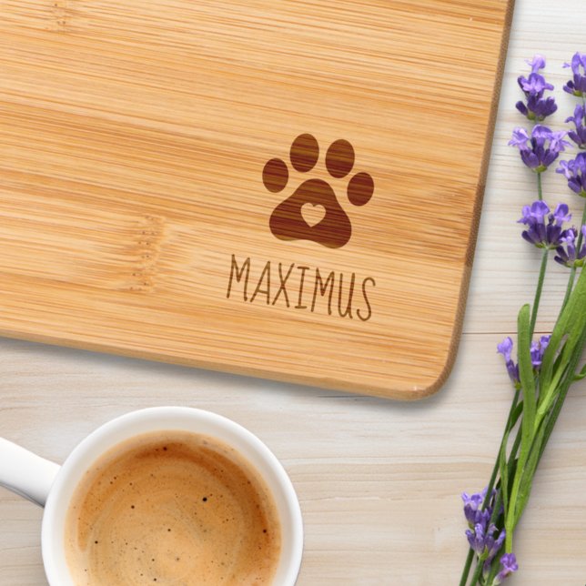 Paw Print with Pet Name Engraved Cutting Board (Creator Uploaded)