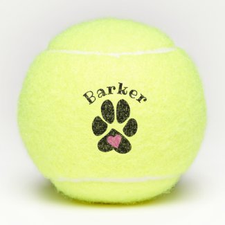 Paw print with pink heart Cute Custom dog name