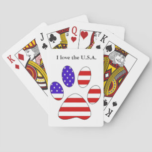 Paw Print with the American Flag Poker Cards