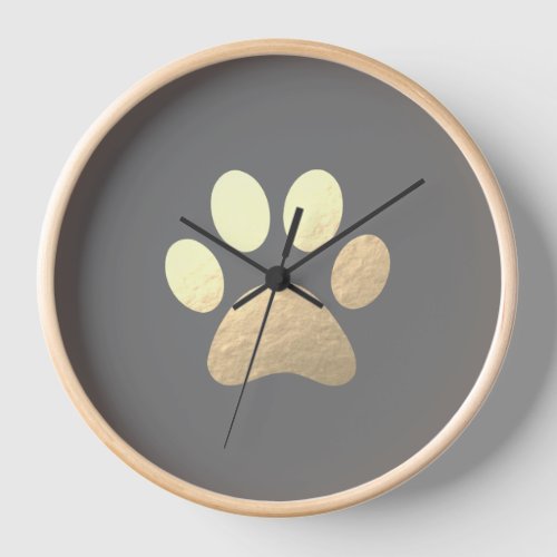 Paw Print Wood Framed Large Clock