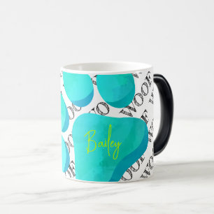 Paw Print WOOF Pet NAME Modern Dog Cat Fun Color Morph Mug